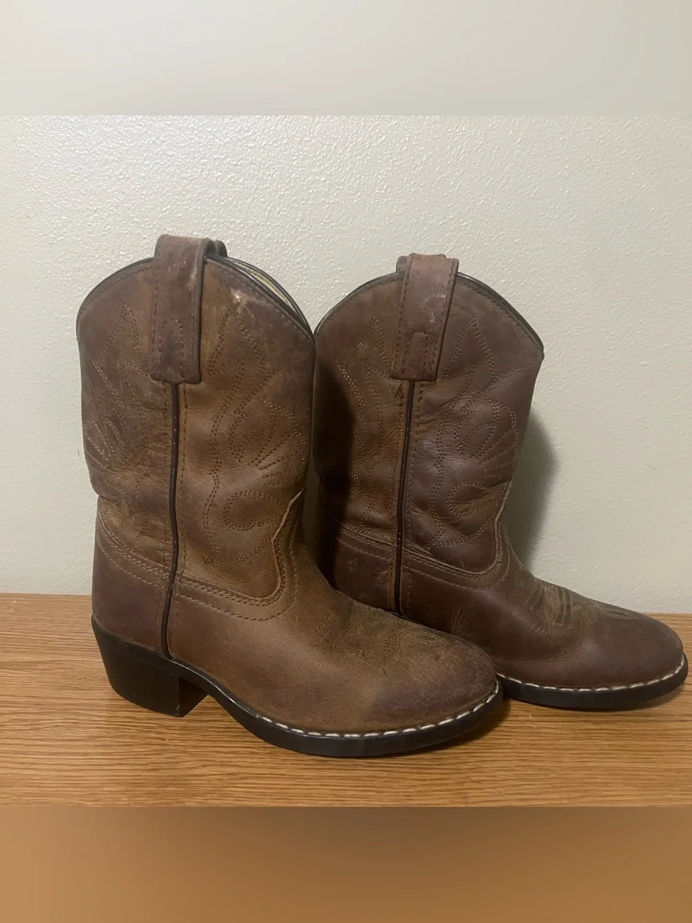 Nocona Kids Brown Leather Western Pull-On Boots